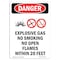 Signmission OSHA Danger Sign, Explosive Gas No Smoking, 18in X 12in Rigid Plastic, 12" W, 18" L, Portrait OS-DS-P-1218-V-1209 - alternate 1